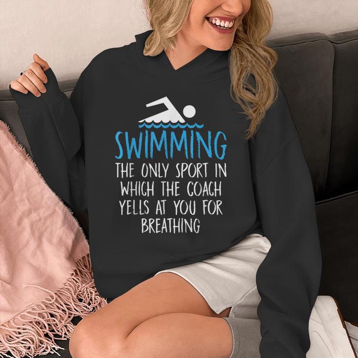 Swimming Coach Yells Breathing Swimmer Swim Team Unisex Hoodie