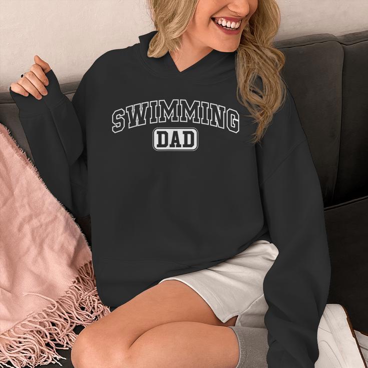 Swimming Dad Athletic Lettering Fathers Day Coach Unisex Hoodie