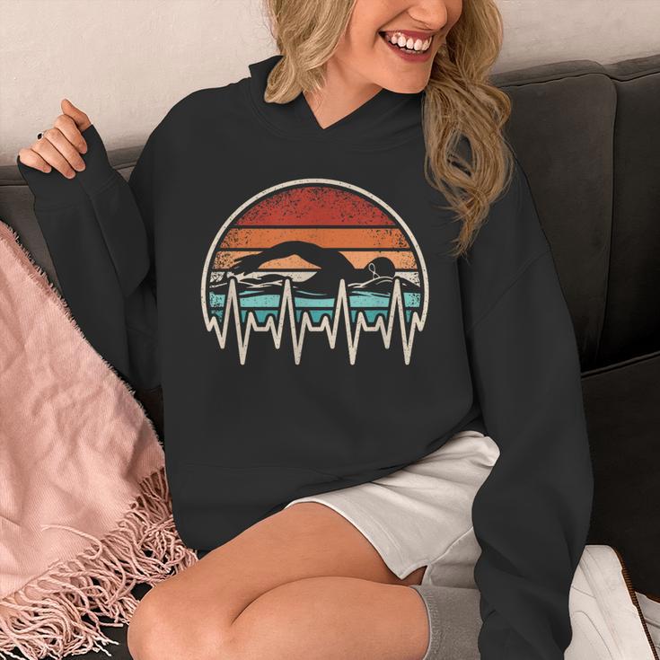 Swimming Heartbeat Retro Swim Swimmer Men Women Unisex Hoodie Swimming Heartbeat Retro Swim Swimmer Men Women Unisex Hoodie