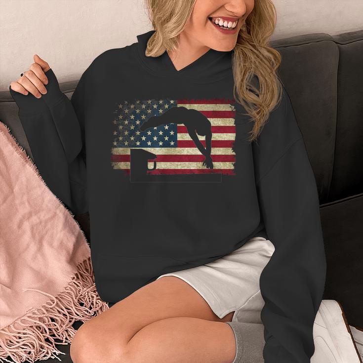 Swimming Swim Team Distressed American Flag USA Swimmer Unisex Hoodie