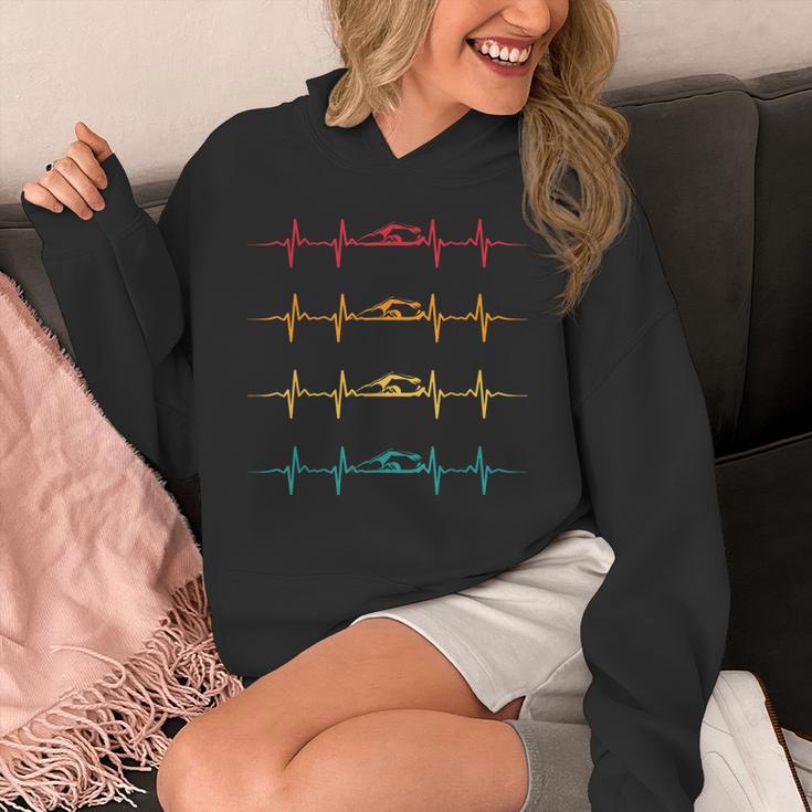 Swimming Swimmer Heartbeat Vintage Men Boys Women Swim Lover Unisex Hoodie