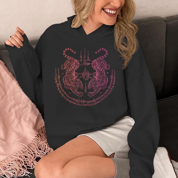 Thai Tattoo Twin Tiger Sak Yant Muay Thai Thailand Graphic Unisex Hoodie