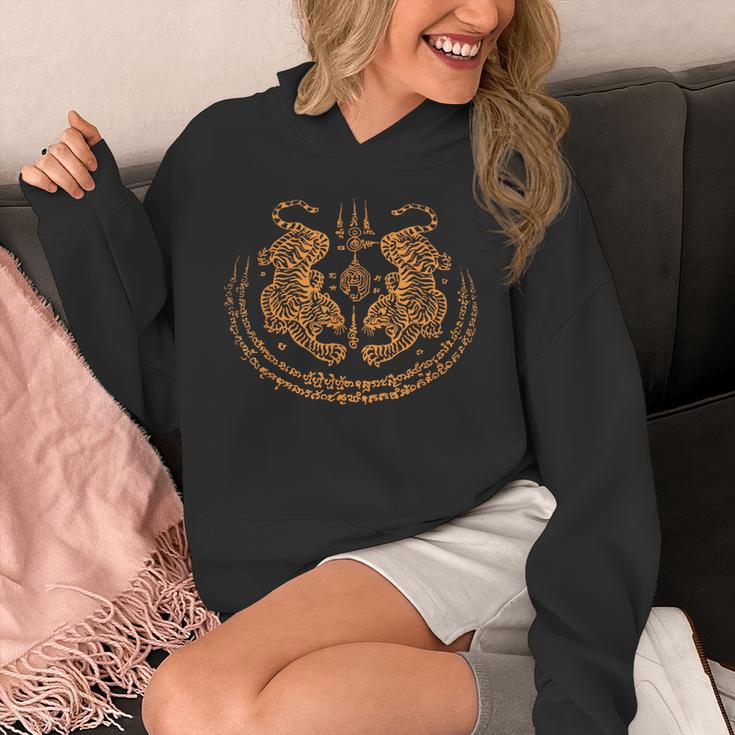 Twin Tiger Sak Yant Tattoo Muay Thai Thai Martial Arts Unisex Hoodie