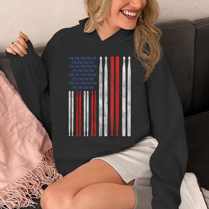USA Flag Drumsticks Drum Kit Unisex Hoodie