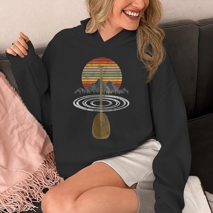 Vintage Retro Canoe Paddle & Mountains Rafting Unisex Hoodie