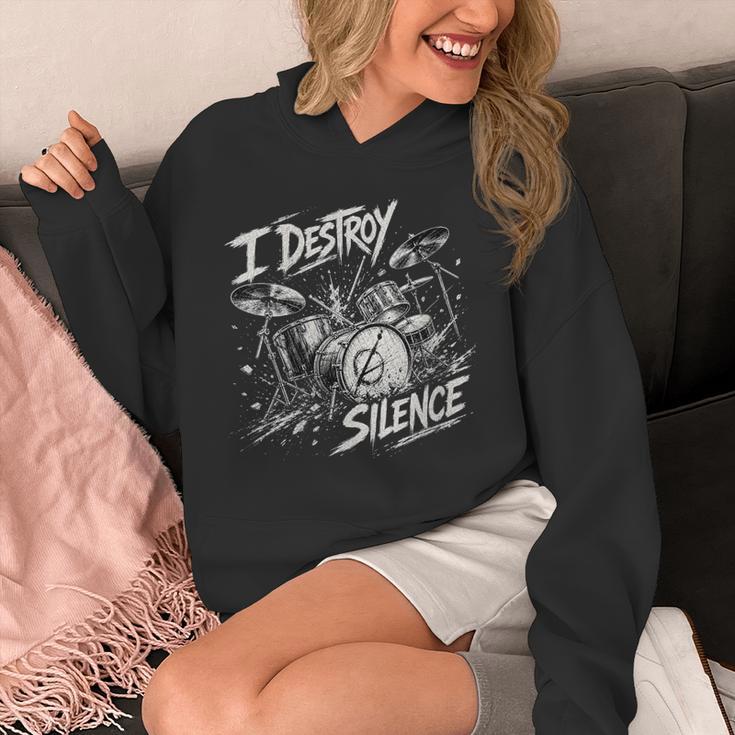 Women's Drum Kit I Destroy Silence Art Unisex Hoodie