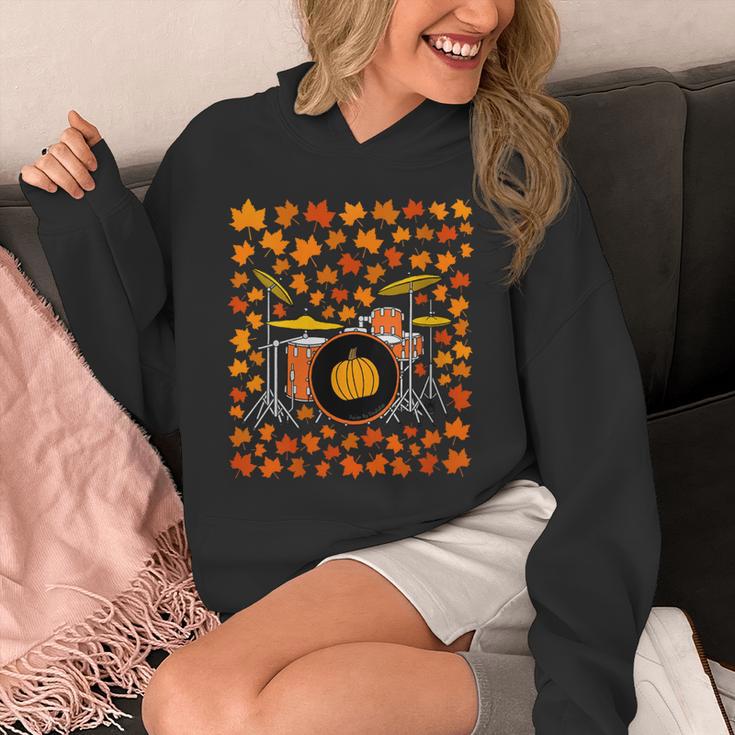 Women's Drum Kit With Leaves Fall Drummer Autumn Musician Unisex Hoodie Women's Drum Kit With Leaves Fall Drummer Autumn Musician Unisex Hoodie