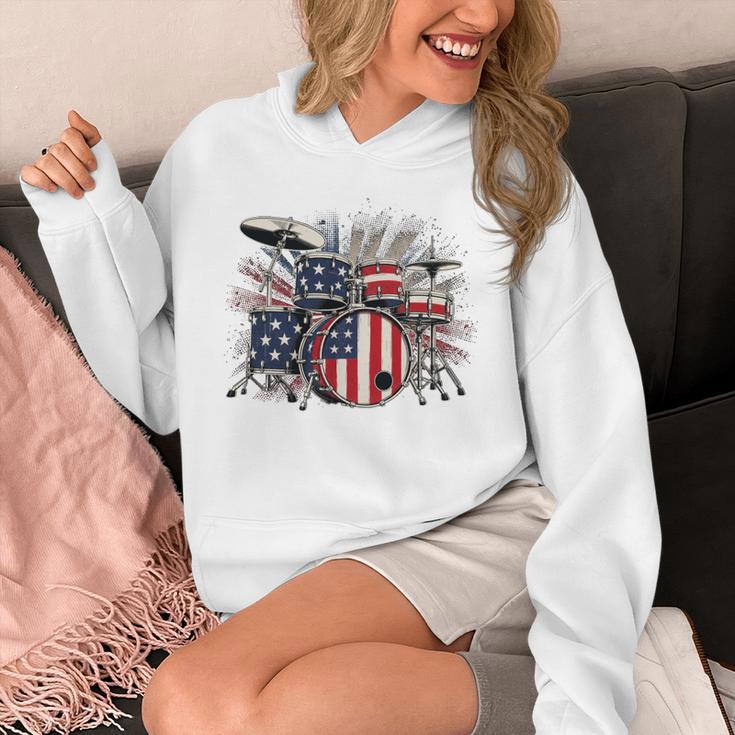 Drum Kit With American Flag Graphic For Musicians Unisex Hoodie Drum Kit With American Flag Graphic For Musicians Unisex Hoodie