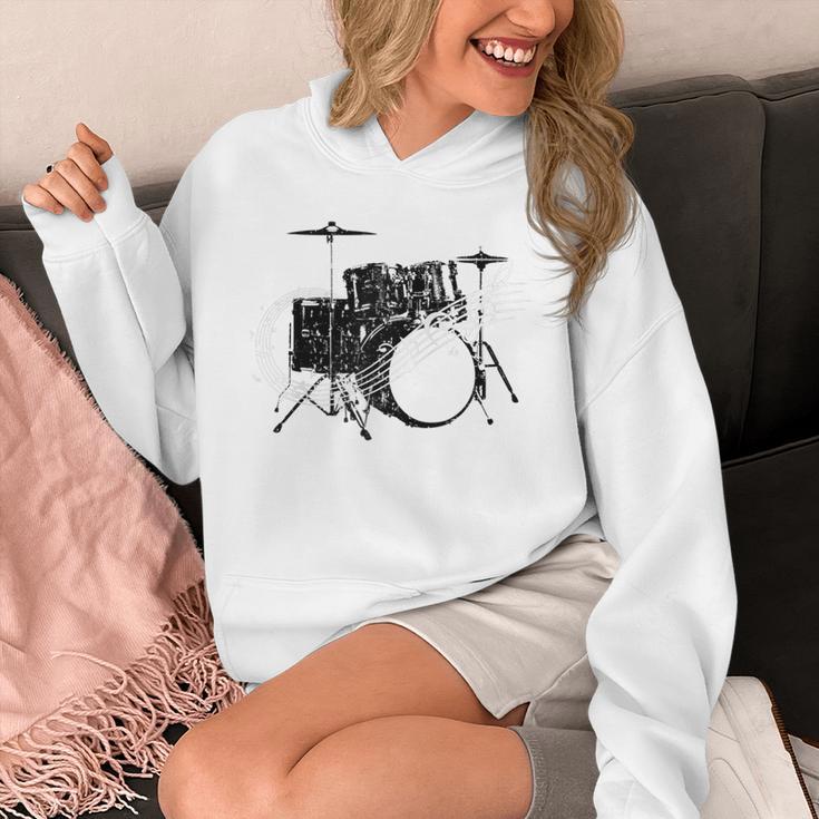 Drum Kit Drummer Band Musical Instrument Rock Music Raglan Baseball Tee Unisex Hoodie