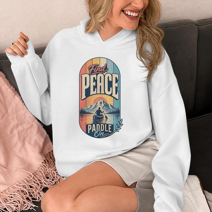 Find Peace Paddle On Canoe Mountain Sunset Unisex Hoodie