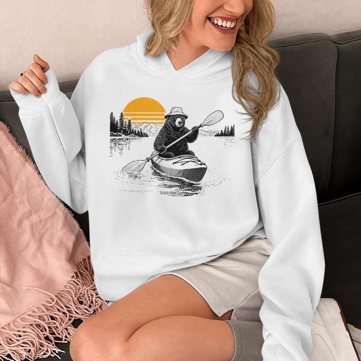 Kayaking Bear Retro Sunset Paddling Canoe Outdoor Adventure Unisex Hoodie