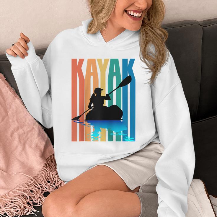 Kayaking Kayak Retro Art Canoe Raglan Baseball Tee Unisex Hoodie