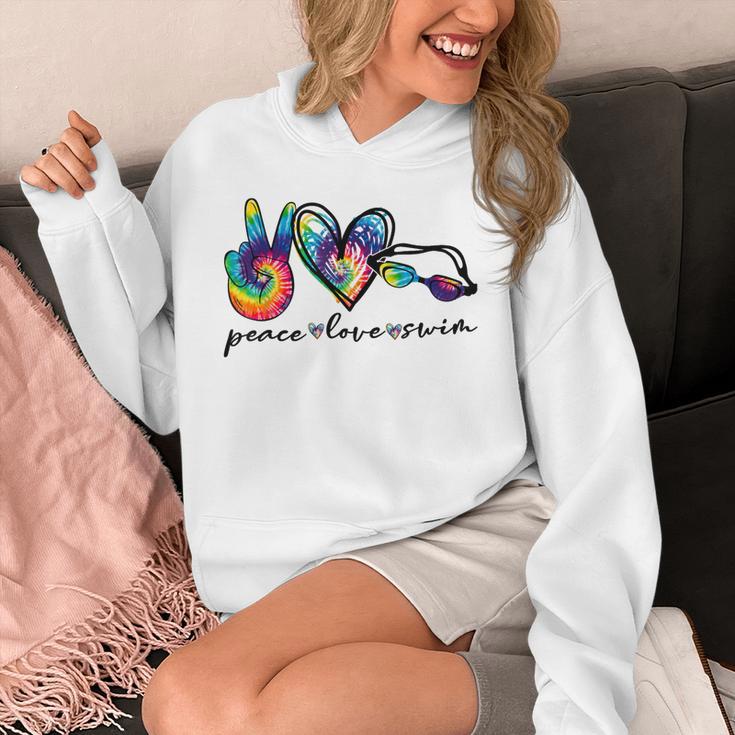 Peace Love Swim Tie Dye Swimmer Swimming Summer Trip Unisex Hoodie