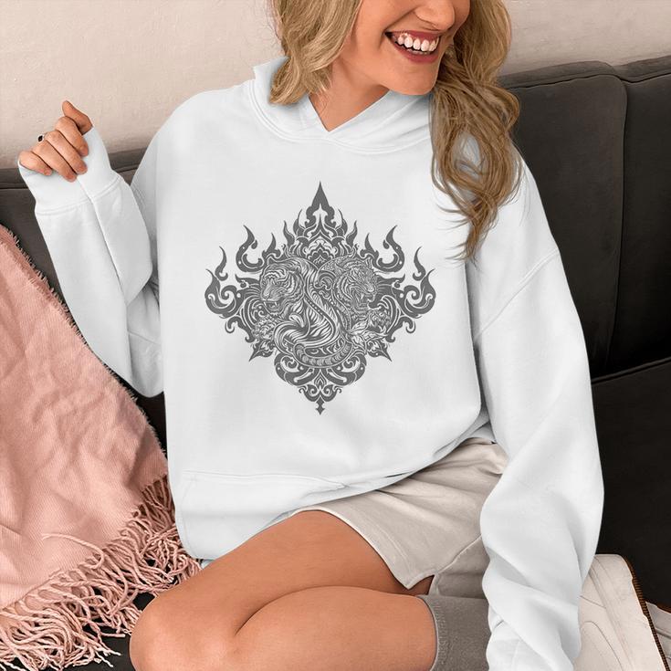 Sak Yant Muay Thai MMA Tattoo Twin Tiger Martial Art Boxing Unisex Hoodie Sak Yant Muay Thai MMA Tattoo Twin Tiger Martial Art Boxing Unisex Hoodie