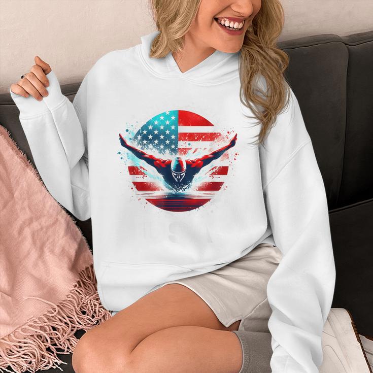 Swimming United States Shirt With American Flag Swimming Unisex Hoodie