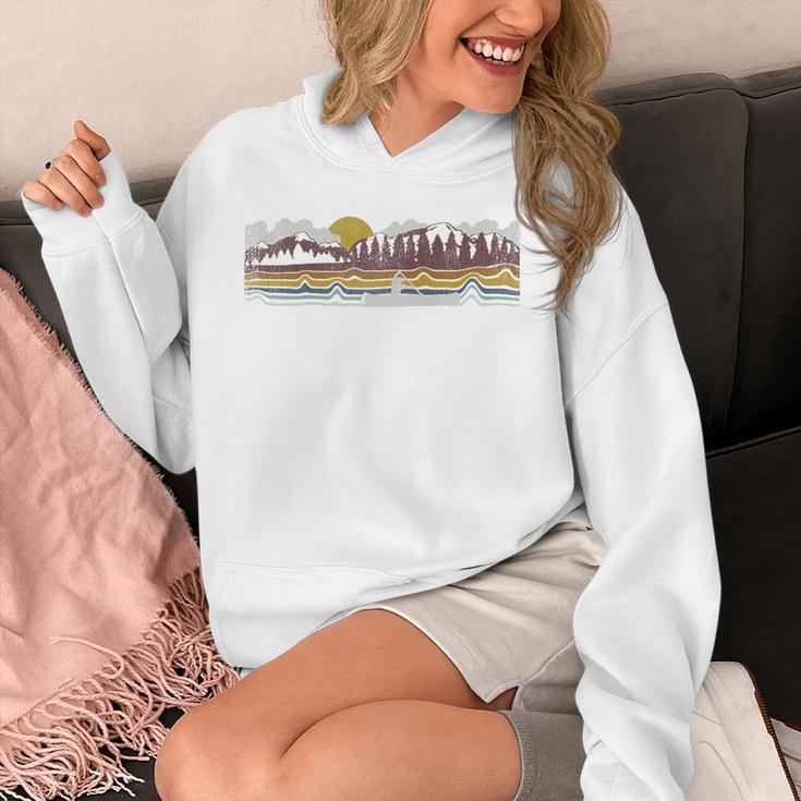 Trendy Canoe Silhouette Colourful Landscape Raglan Baseball Tee Unisex Hoodie