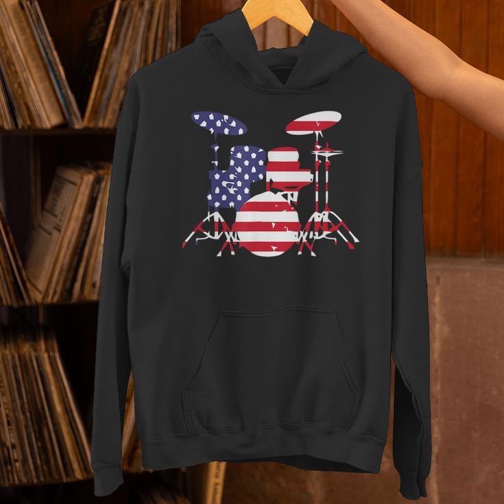 American Flag Drum Kit Patriotic US Drum Art Unisex Hoodie American Flag Drum Kit Patriotic US Drum Art Unisex Hoodie