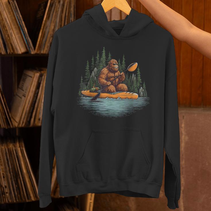 Bigfoot Kayak Paddling Lake Canoe Bigfoot Sasquatch Kayaking Unisex Hoodie