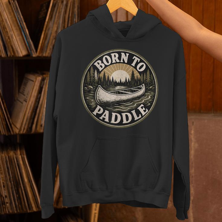 Born To Paddle Canoe Vintage Outdoor Adventure Unisex Hoodie