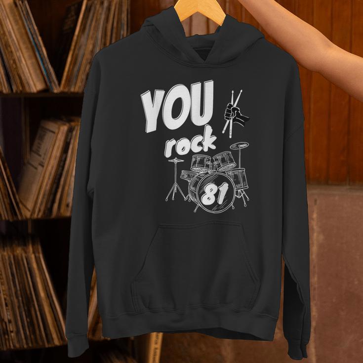 Drum Kit Drummer 81 Years 81st Birthday Men Women Unisex Hoodie