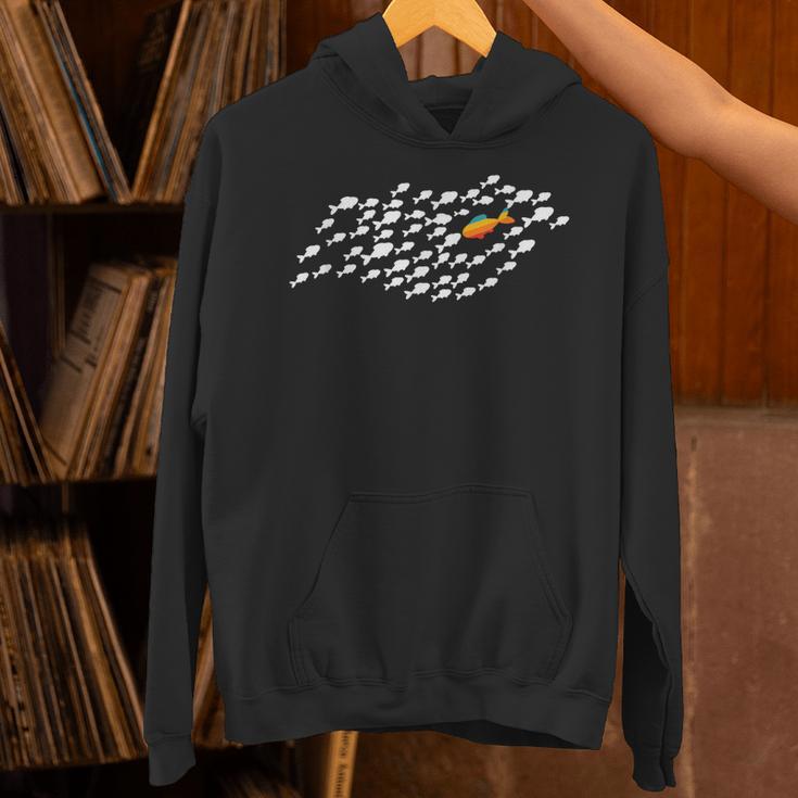 Fish Swimming Against The Current Be Yourself -Adults Kids Modern Casual Unisex Hoodie Fish Swimming Against The Current Be Yourself -Adults Kids Modern Casual Unisex Hoodie