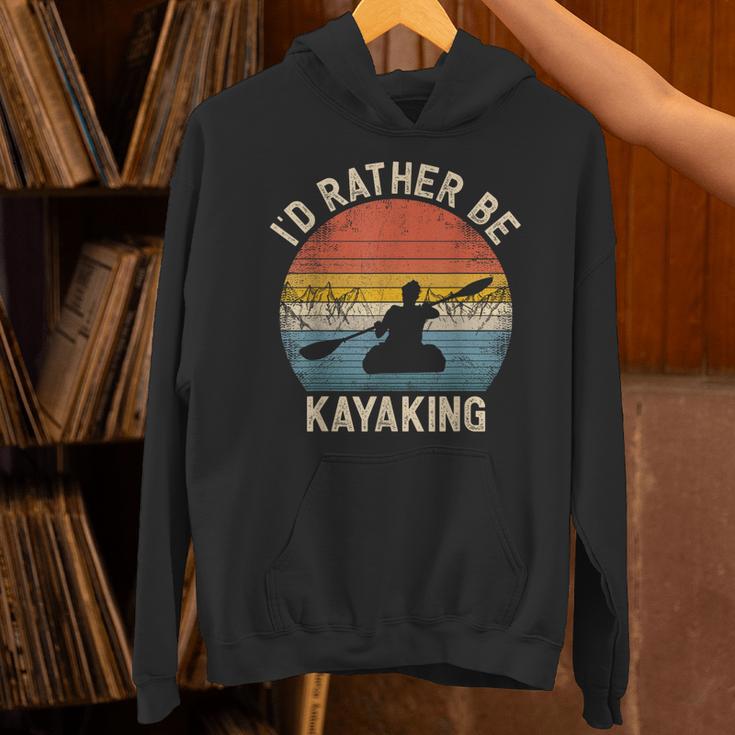 I'D Rather Be Kayaking Canoe Boating Vintage Kayak Unisex Hoodie