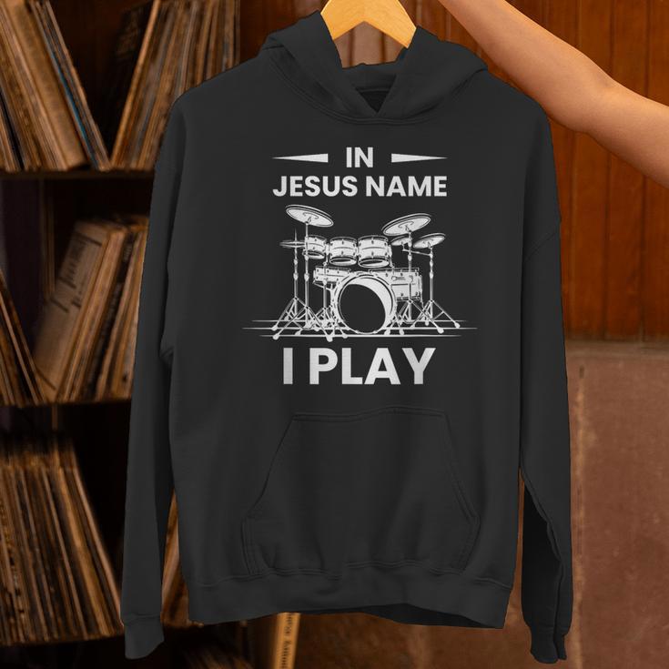 In Jesus Name I Play Drummer Drum Kit Unisex Hoodie