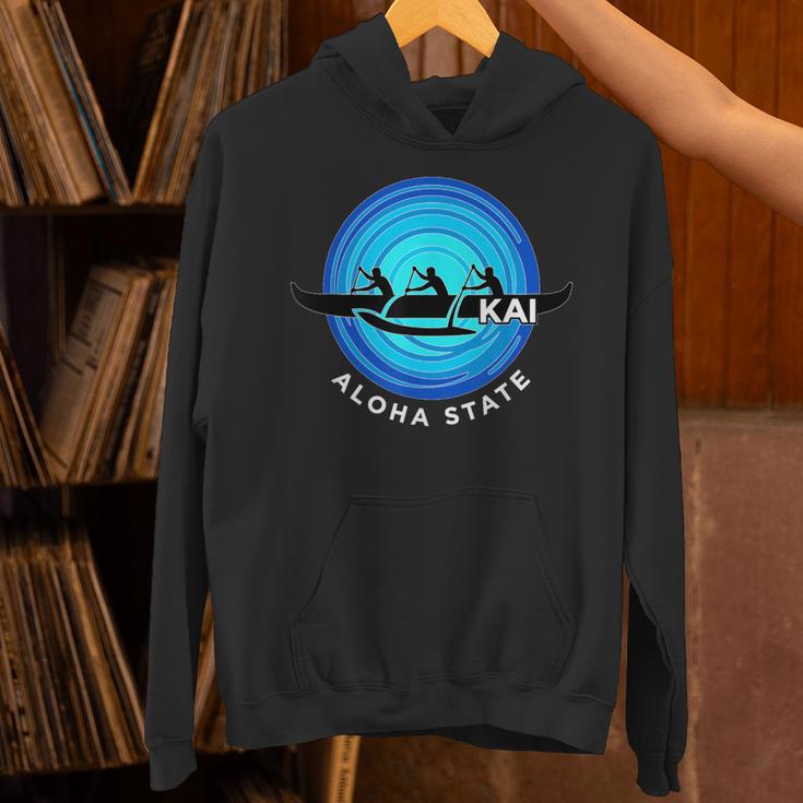 Kai Outrigger Canoe Hawaii Aloha State Paddling Retro Unisex Hoodie