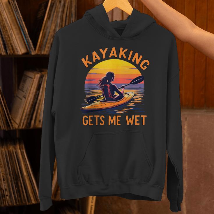 Kayaking Gets Me Wet Kayak Paddling Canoe Adult Joke Sleeveless Unisex Hoodie