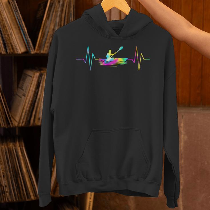 Kayaking Heartbeat Tie Dye Canoe Boating Kayaks Unisex Hoodie