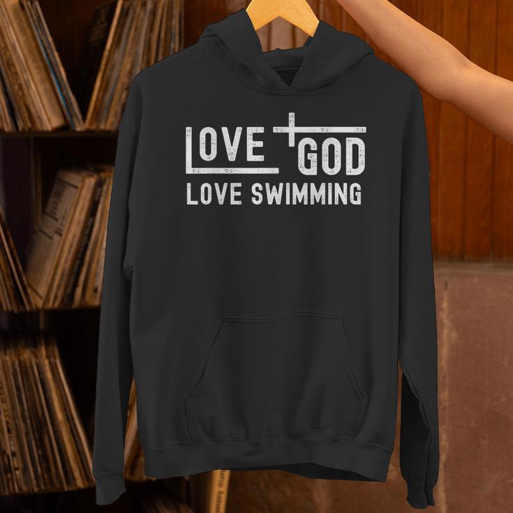 Love God Love Swimming Swim With Jesus For Christian Athlete Unisex Hoodie