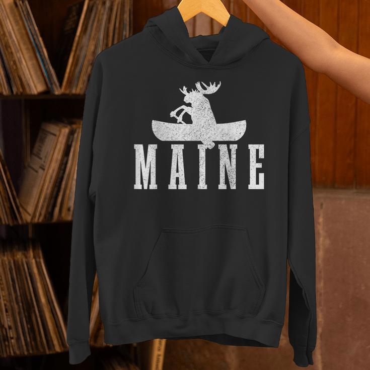 Maine Canoe Kayak Moose USA America Souvenir Unisex Hoodie
