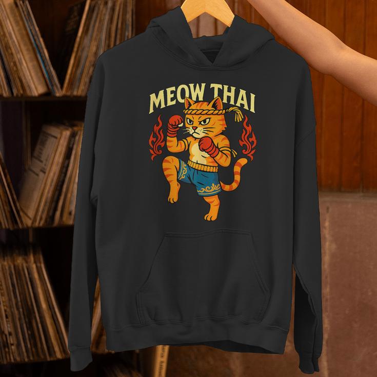 Meow Thai Muay Thai Cat Fighter Pun Dad Joke Unisex Hoodie