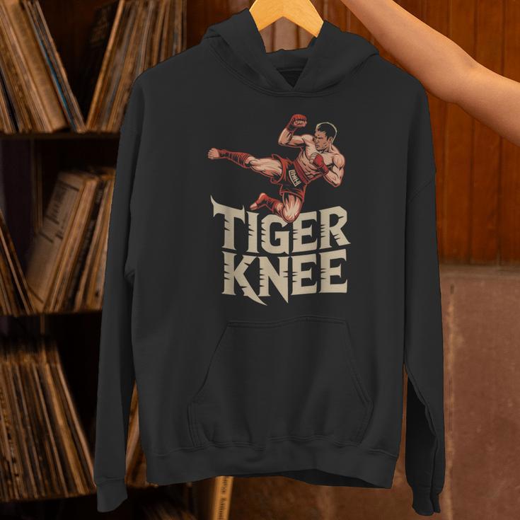 Muay Thai Fighter Tiger Knee Vintage Distressed Badge Unisex Hoodie Muay Thai Fighter Tiger Knee Vintage Distressed Badge Unisex Hoodie
