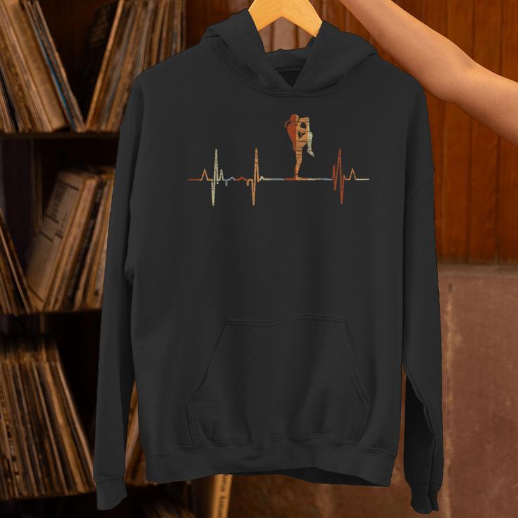Muay Thai Heartbeat Vintage ECG Cardiogram Retro Unisex Hoodie