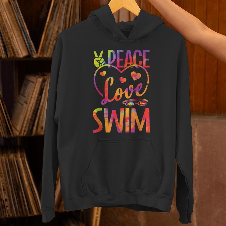 Peace Love Swim Swimming Tie Dye Swimmer Swimming Swim Team Unisex Hoodie