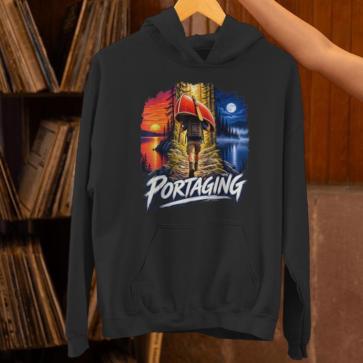 Portaging Canoe Wilderness Adventure Scenic Graphic Unisex Hoodie Portaging Canoe Wilderness Adventure Scenic Graphic Unisex Hoodie