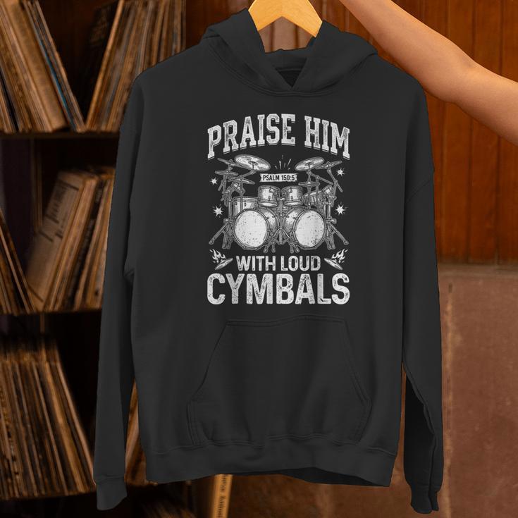 Praise Him With Loud Cymbals Psalm 150-5 Vintage Drum Kit Unisex Hoodie Praise Him With Loud Cymbals Psalm 150-5 Vintage Drum Kit Unisex Hoodie