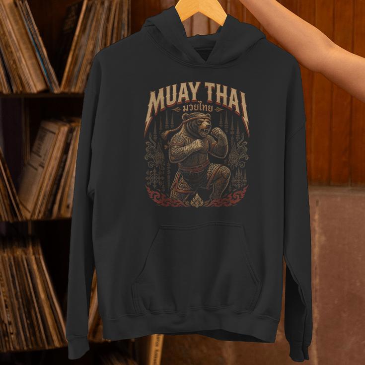 Retro Nak Muay Muay Thai Fighter Thai Boxing Gym Bear Unisex Hoodie Retro Nak Muay Muay Thai Fighter Thai Boxing Gym Bear Unisex Hoodie