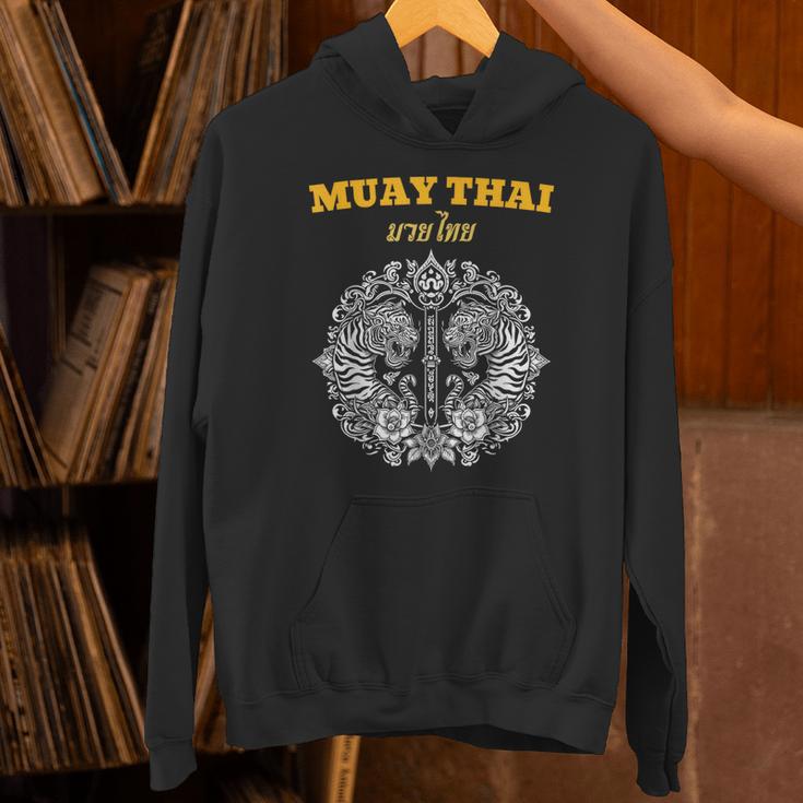 Sak Yant Muay Thai Art Tattoo Twin Tiger Kickboxing Thailand Unisex Hoodie