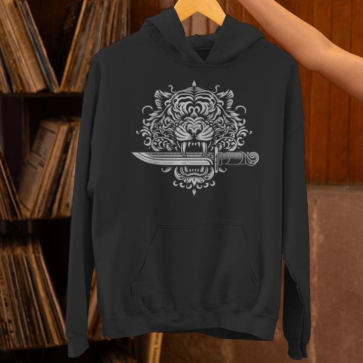 Sak Yant Muay Thai MMA Tattoo Tiger Head Knife Martial Art Unisex Hoodie Sak Yant Muay Thai MMA Tattoo Tiger Head Knife Martial Art Unisex Hoodie