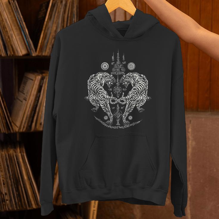 Sak Yant Thai Tattoo Twin Tiger For Muay Thai Fighter Boxing Unisex Hoodie