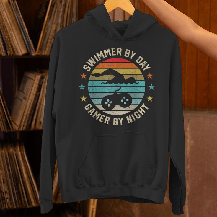 Swimmer By Day Gamer By Night Swimming Swim Lover Gaming Unisex Hoodie