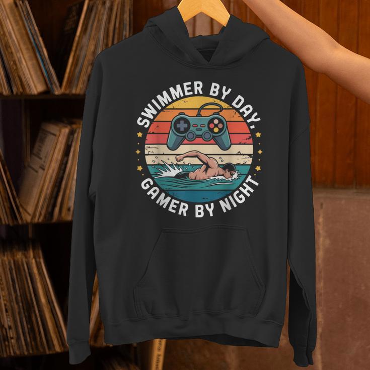 Swimmer By Day Gamer By Night Swimming Vintage Gaming Swim Unisex Hoodie Swimmer By Day Gamer By Night Swimming Vintage Gaming Swim Unisex Hoodie