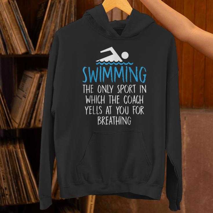 Swimming Coach Yells Breathing Swimmer Swim Team Unisex Hoodie