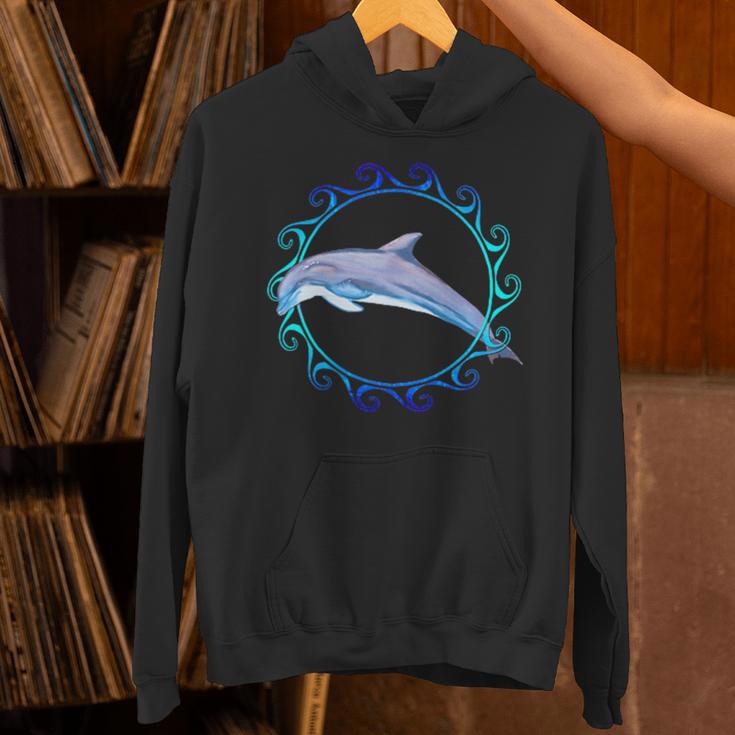 Swimming Dolphin Maori Sun Tribal Waves 2-Sided Unisex Hoodie