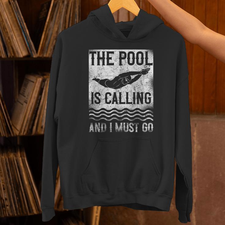 Swimming Swimmer Swim The Pool Is Calling Vintage Unisex Hoodie Swimming Swimmer Swim The Pool Is Calling Vintage Unisex Hoodie