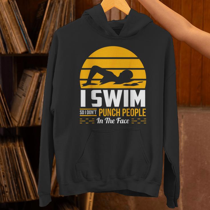 Swimming Swimmer Swim Team So I Don't Punch Unisex Hoodie