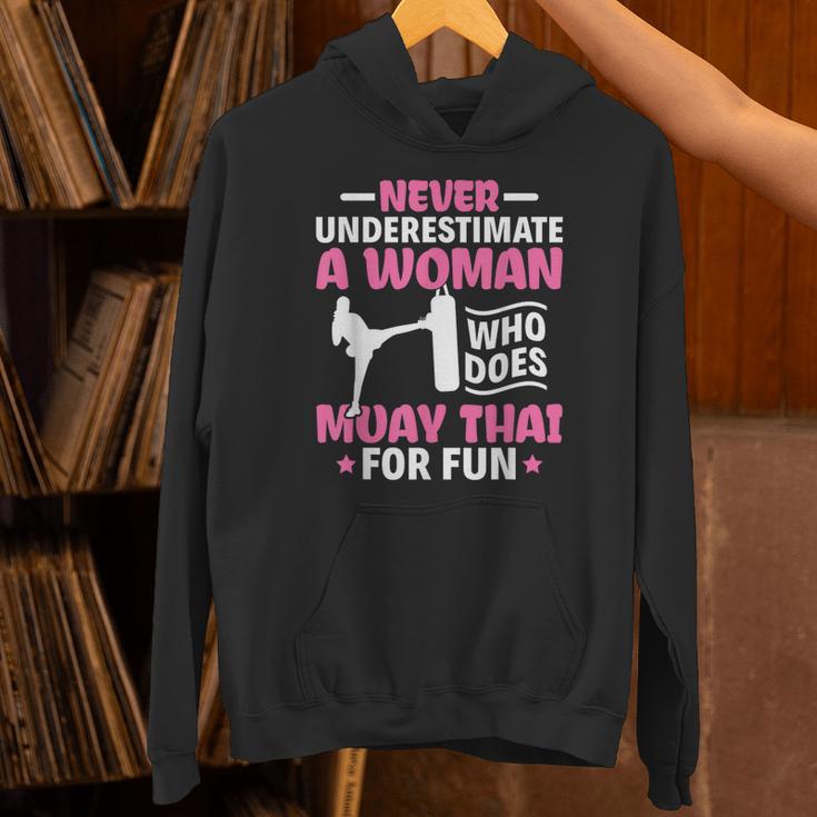 Never Underestimate A Woman Thai Boxing Muay Thai Fighter Unisex Hoodie Never Underestimate A Woman Thai Boxing Muay Thai Fighter Unisex Hoodie