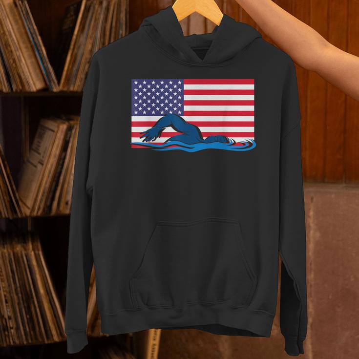 USA Flag Swimmer Swimming Sport Athlete Swim Swimming Unisex Hoodie USA Flag Swimmer Swimming Sport Athlete Swim Swimming Unisex Hoodie